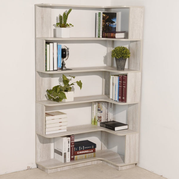 English Elm 90cm L-shaped Corner Bookcase Five Tier Mdf Open Shelving Unit for Home Office W2899P444152