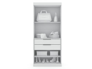English Elm Mulberry 36" Wardrobe Closet with Adjustable Shelves, Sleek Aluminum Handles, Space-Saving Design White B365S00004