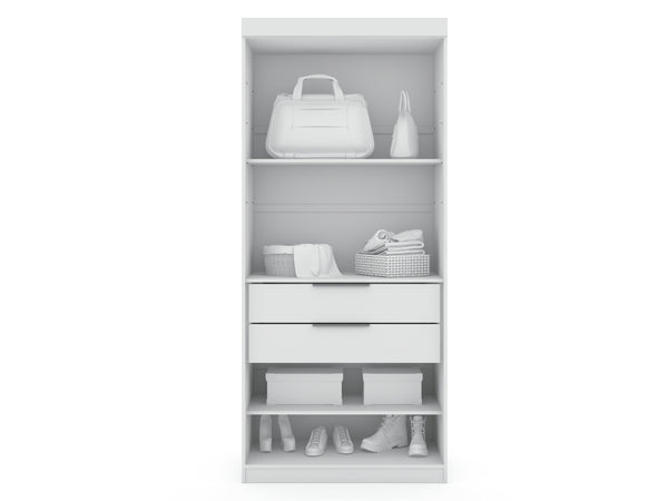 English Elm Mulberry 36" Wardrobe Closet with Adjustable Shelves, Sleek Aluminum Handles, Space-Saving Design White B365S00004