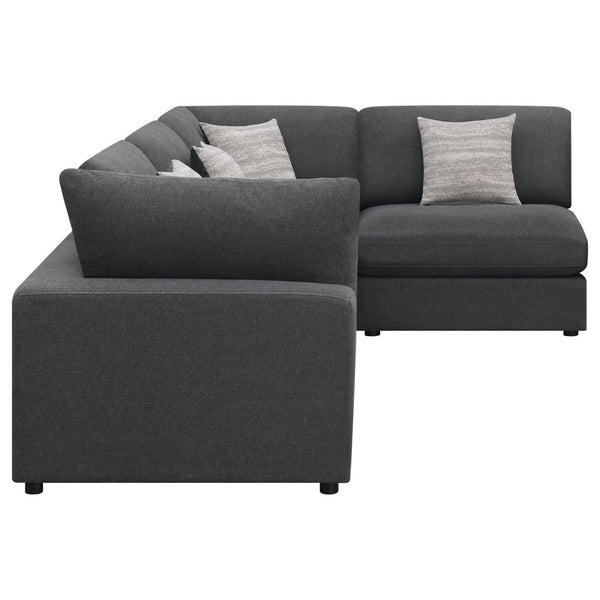 English Elm Rhette Charcoal 4-Piece Sectional Sofa With Reversible Cushions & Jacquard Accent Pillows B062S00994-GIGA