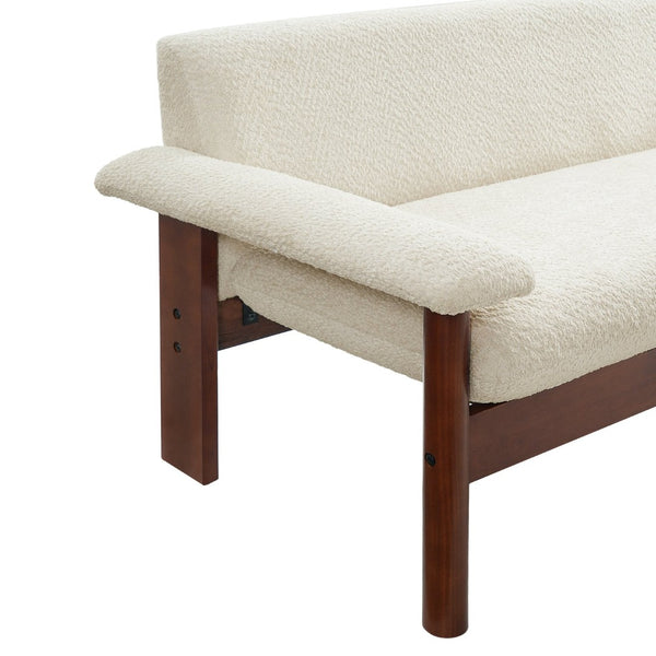 English Elm Modern Berber Fleece 2 Seat Loveseat Rubberwood Base Plush Armrest Couch for Apartments N763S000050A