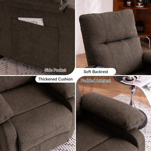 English Elm 019-160°recliner Plush Chenille Push Back Chair with Massage Heating for Seniors Brown W2636P286682