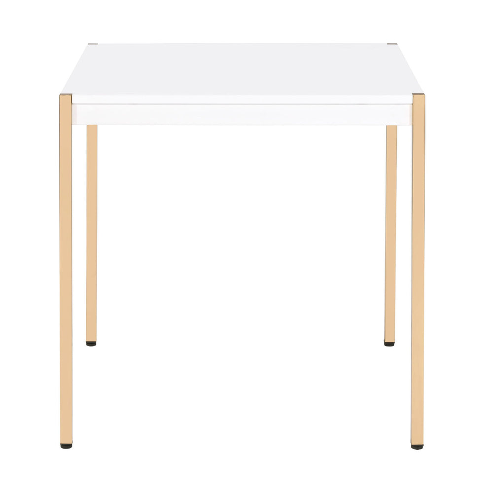 English Elm Square Modern End Table with White Wood Top and Gold Metal Legs for Chic Living Room Style and Balance B016P314074