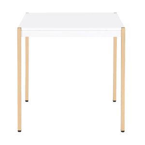 English Elm Square Modern End Table with White Wood Top and Gold Metal Legs for Chic Living Room Style and Balance B016P314074