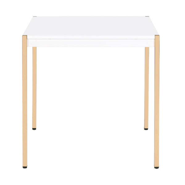 English Elm Square Modern End Table with White Wood Top and Gold Metal Legs for Chic Living Room Style and Balance B016P314074