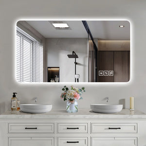 English Elm Wall Mounted Led Bathroom Mirror with Anti Fog Tri Color Lighting and Ip44 Protection W2071P465808