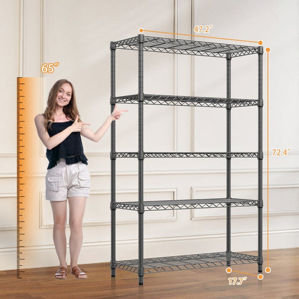 English Elm 1750 Lbs Carbon Steel Five Tier Wire Shelving Unit Heavy Duty Garage Storage Rack Black W5386P480703