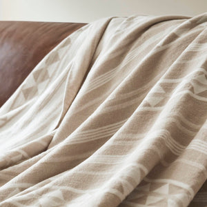 English Elm 1-piece King Jacquard Cotton Blend Blanket Aztec Woven Soft Breathable Bedroom Layer Ivory B035P437486