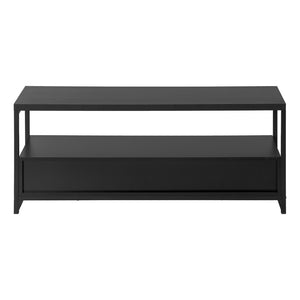 English Elm Tv Stand 48 Inch Media Console with Two Drawers Black Laminate Metal Modern B2710P219151
