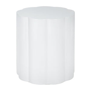 English Elm High-gloss Sculptural Outdoor Side Table Mgo Weather Resistant Patio Accent White N768P371797W