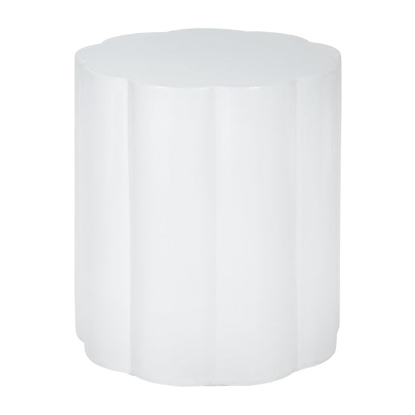 English Elm High-gloss Sculptural Outdoor Side Table Mgo Weather Resistant Patio Accent White N768P371797W