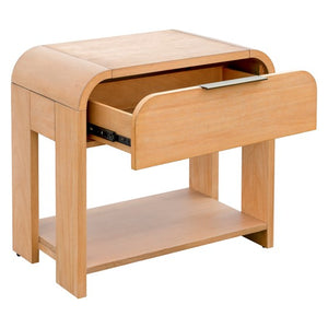 English Elm Modern One Drawer Waterfall Nightstand in Caramel Maple Finish, Solid Wood Frame, Compact 26"W x16"D x24"H Elegance B035P203223