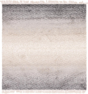 Unique Loom Hygge Shag Gradient Machine Made Gradient Rug Gray, Beige/Ivory 8' 0" x 8' 0"