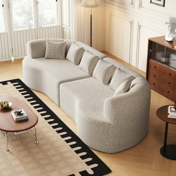English Elm Curved Chenille Sectional Sofa Oversized Four Seat Cloud Foam Living Room Lounge W3505P355582