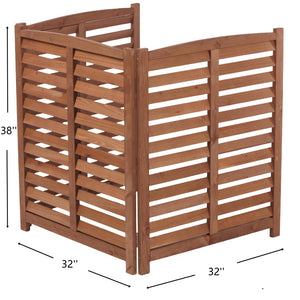 English Elm 3-panel Slatted Wood Outdoor Privacy Screen for Ac Units Trash Enclosures Gardens Brown W2640P272036