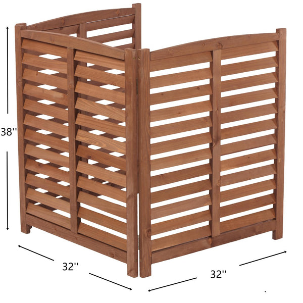 English Elm 3-panel Slatted Wood Outdoor Privacy Screen for Ac Units Trash Enclosures Gardens Brown W2640P272036