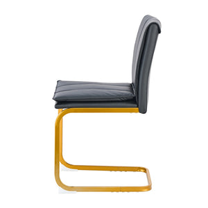 English Elm Modern Pu Leather Cantilever Dining Chairs Set of 4 with Steel Arc Frame for Kitchen Black+Gold W5123P454213