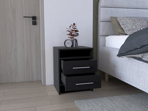 English Elm Greter compact two-drawer nightstand with open shelf, scratch-resistant top and versatile storage options Black 28 L x 20.5 W x 5.5 H B070P224229