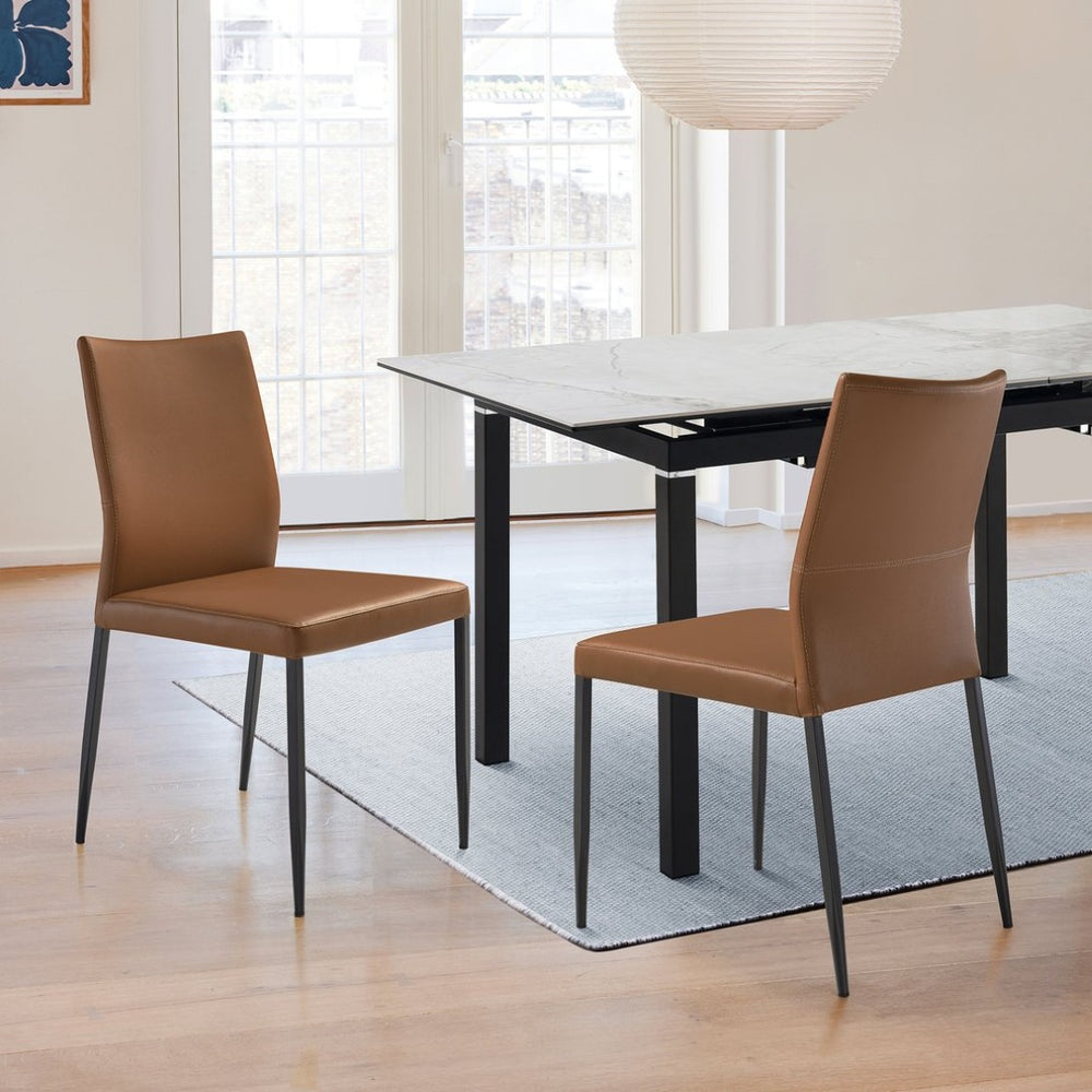 English Elm Kash Faux Leather Dining Chairs with Black Metal Legs for Modern Rooms Set of 2 B2736P464832