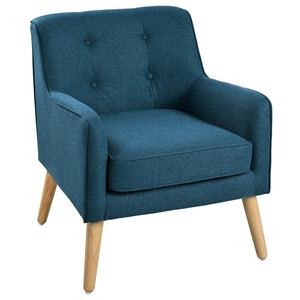 English Elm Christopher Knight Home® - Mid-Century Tufted Armchair with Solid Wood Legs, Ergonomic Foam Seating & Stain-Resistant Fabric Finish Blue N767P257565E