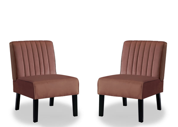 English Elm Reese Mid Century Modern Velvet Accent Chairs Set of 2 — Channel Tufted Comfort with Solid Wood Legs and Luxurious Upholstery Rose B2735P271034