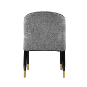 English Elm Ola Wood Chenille Dining Chair with Elm Frame and Brushed Gold Tips, Luxurious Foam Seat, 330lb Capacity Grey B365P397689