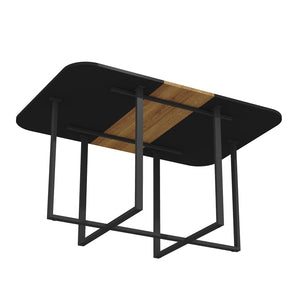 English Elm Multi-functional Dining Work Table Two-tone Mdf Top Metal Base for Modern Compact Spaces Black,Wood W3875P385208