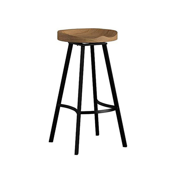English Elm Pinewood Swivel Barstools with Black Iron Frame Industrial Kitchen Set of 2 N771P379688K