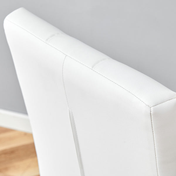 English Elm 4 white dining chairs set with gold legs, quilted PU, stud detailing, armless modern vintage style, easy assembly W1151131992