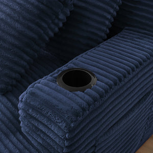 English Elm Compressible Corduroy Double Chaise Lounge with Cupholders, No Assembly, Spring-Padded Comfort Sleeps 94 Blue W2339P346396