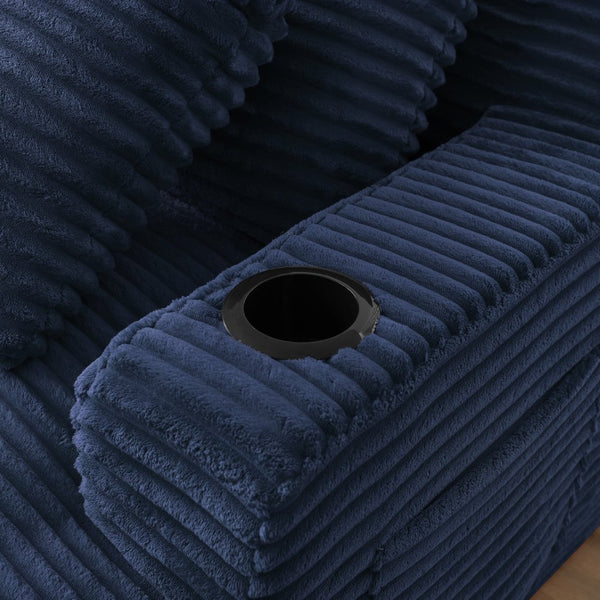 English Elm Compressible Corduroy Sleeper Loveseat with Cupholders Ready in 72 Hours No Assembly Blue W2339P411860
