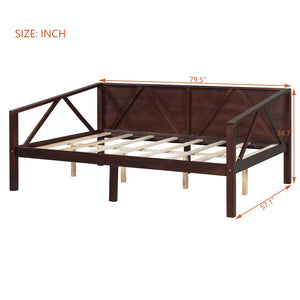 English Elm Twin Daybed Frame Solid Pine Sofa Bed for Guest Room Studio or Teen Bedroom Espresso N708P266726P