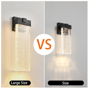 English Elm 18"(H) Modern Outdoor LED Wall Light 12W Weatherproof Bubble Crystal Sconce Black Finish, Up/Down Ambience for Porch Garden Patio W1340P239405