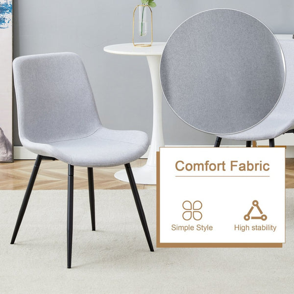 English Elm Table and Chair Set 42 Inch Round Wood Grain Dining with 4 Linen Cushioned Seats Brown+Black,Light Gray W1151S04485