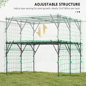 English Elm Garden Metal Arch Trellis with Climbing Net for Outdoor Vines and Vegetable Plants T3971P397317