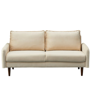 English Elm UPHOLSTERED Plush Velvet Sofa Beige — Wide Deep Seat, Channel-Stitched Modern Design, Durable Comfort B205P302800