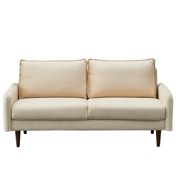 English Elm UPHOLSTERED Plush Velvet Sofa Beige — Wide Deep Seat, Channel-Stitched Modern Design, Durable Comfort B205P302800