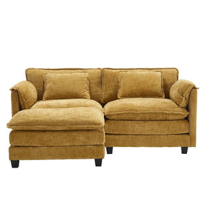 English Elm United Cozy Chenille Sofa For Two With Detachable Armrests, Footstools & Convenient Side Pockets W1568S00140-GIGA