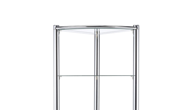 English Elm Triangle Tempered Glass Display Shelf with Chrome Frame — Contemporary Triangle Shelf 72"L x 8"W Elegance B091S00009