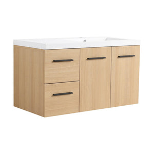 English Elm 36" Floating Bathroom Vanity Light Oak Gel Coat Sink Modular Storage Cabinet W3450S00084