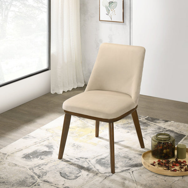 English Elm Ashcroft Furniture - Clove Mid-Century Beige Velvet Dining Chair Set of 2 with Solid Wood Legs — Stylish, Sturdy Seating B183P232088