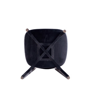 English Elm Versailles Solid Ash Wood Dining Chair with Cane Round Backrest, 275 lb Capacity, Fully Assembled Black+Natural B365P397797