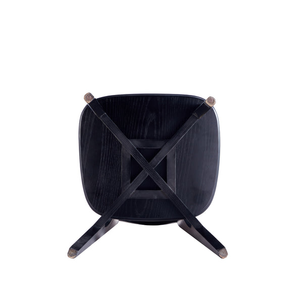 English Elm Versailles Solid Ash Wood Dining Chair with Cane Round Backrest, 275 lb Capacity, Fully Assembled Black+Natural B365P397797