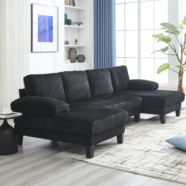 English Elm Modern U-Shaped 4-Seat Sofa With Double Chaise - Luxurious Velvet, Spacious Comfort & Style W2705S00017-GIGA