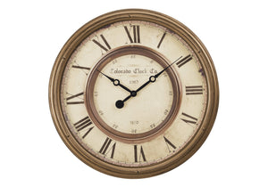 English Elm Clocks, 20" Round Antique Brown Wall Clock With Vintage Roman Numerals & Silent Quartz Movement B2710P287080
