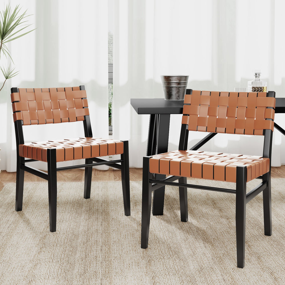 English Elm Christopher Knight Home® - DINING Modern Industrial PU Leather Dining Chair Set of 2 with Rubberwood Frame, Nailhead Trim, Durable Brown 74688.00BRN