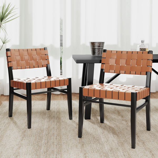 English Elm Christopher Knight Home® - DINING Modern Industrial PU Leather Dining Chair Set of 2 with Rubberwood Frame, Nailhead Trim, Durable Brown 74688.00BRN