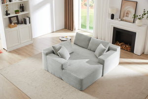 English Elm L-Shaped Cloud Sectional Sofa - Plush Deep Seat Modular Sleeper For Living Room & Apartment, Light Grey W2339P306765