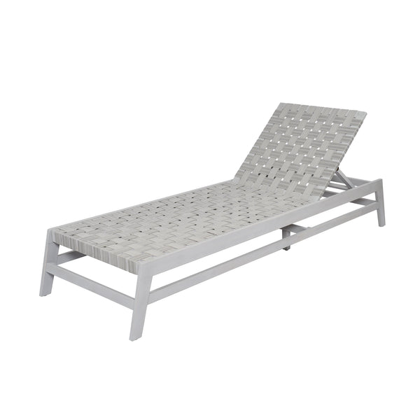 English Elm Christopher Knight Home® - Outdoor Rope Chaise Lounge with Acacia Wood Frame and Adjustable 4-Position Recline for Patio Comfort Grey,LIGHT GREY 84.84 L x 29.13 W x 5.78 H N776P288556G
