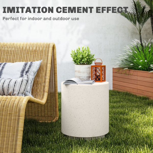 English Elm Nordic Cylindrical Side Table Imitation Concrete Ore Powder Build for Indoor Outdoor Use T3971P406034
